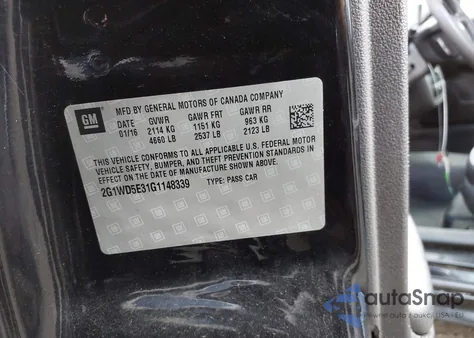 2016 Chevrolet Impala Limited Police z USA, uszkodzony, nr VIN 2G1WD5E31G1148339